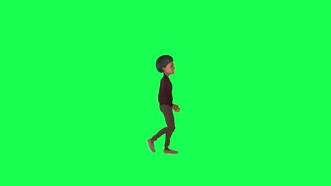 Green screen walking indian boy in brown clothes isolated left angle Stock Footage 259823442