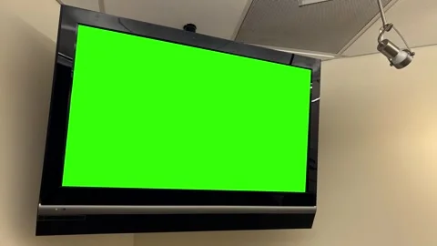 A Green Screen Wall Mounted Television in Modern Hospital Waiting Room - Cor Stock Footage 308254719