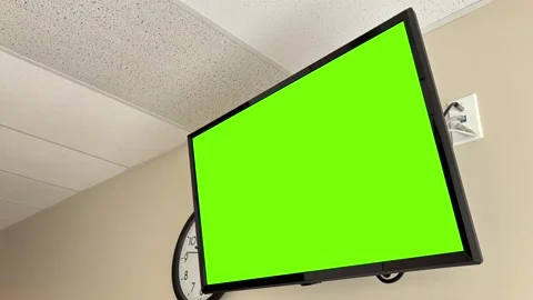 A Green Screen Wall Mounted TV in Hospital Patient Room -3 Stock Footage 309726380