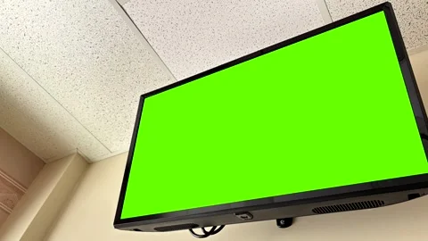 A Green Screen Wall Mounted TV in Hospital Patient Room -2 Stock Footage 309726383