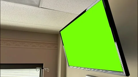 A Green Screen Wall Mounted TV in Hospital Patient Room Stock Footage 309726389