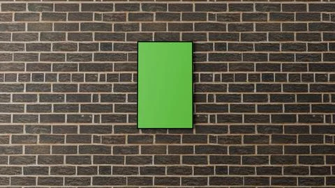 Green Screen Wall Painting Mockup with brick textured wall 4K Stock Photos