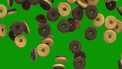 Green screen walnuts falling bunch nuts into air lot donuts large pile Stock Footage 314068320
