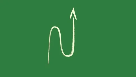 A green screen with white arrow on it and background the letter m j u Video stock 335131771