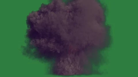 A green screen with white background and cloud on large explosion of fire Видео 335064149