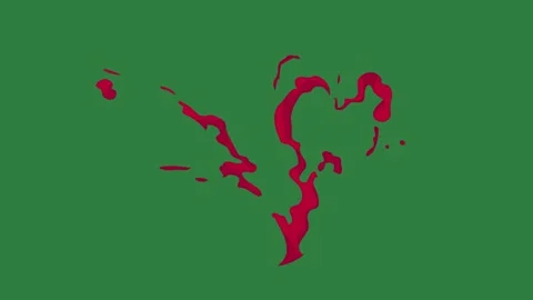 A green screen with white background and red hand on heart dots it peace sign Video stock 335065782