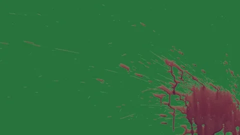 A green screen with white background and splash of red liquid on paint Видео 335066109