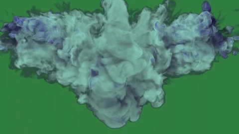 A green screen with white background and two blue circles on it smoke animated Video stock 335068301