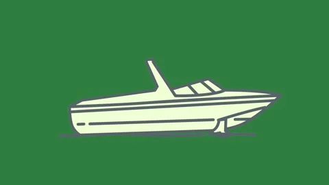 A green screen with white background and boat floating on animated chromakey Video stock 335068538