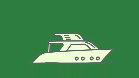 A green screen with white background and boat floating on animated chromakey Видео 335068539
