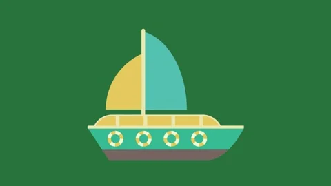 A green screen with white background and boat on the is blue yellow sail it Vídeos de archivo 335069072