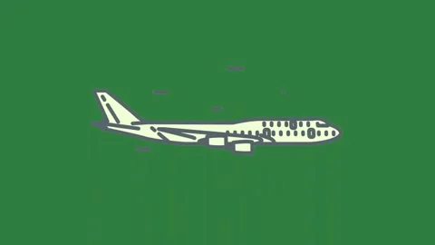 A green screen with white background and airplane on the plane is animated Видео 335069174