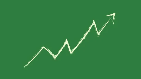 A green screen with white background and arrow on it line graph animated Video stock 335087873