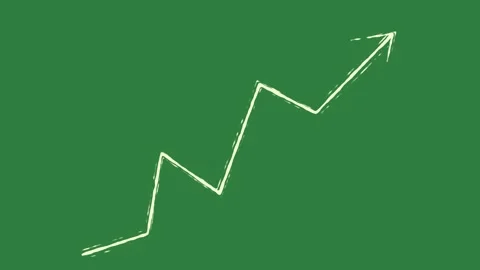 A green screen with white background and arrow on it line graph animated Video stock 335087983