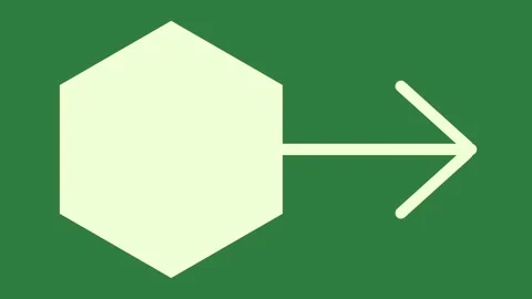 A green screen with white background and pentagon shape on arrow an pointing Video stock 335089305
