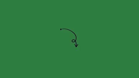 A green screen with white background and black circle on it drawn an arrow Video stock 335090572