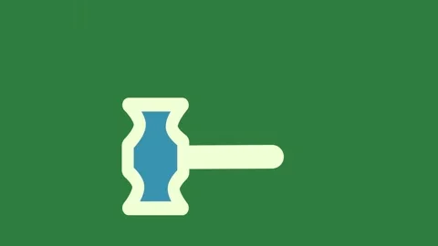 A green screen with white background and blue star on it hammer logo animated Видео 335091657