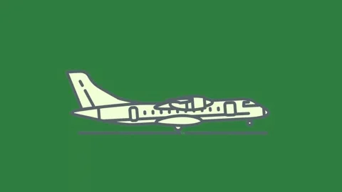 A green screen with white background and airplane on animated chromakey Видео 335091704