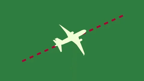 A green screen with white background and the plane is flying in sky animated Vidéo 335122203