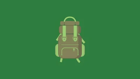 A green screen with white background and backpack on it animated chromakey Video stock 335122356