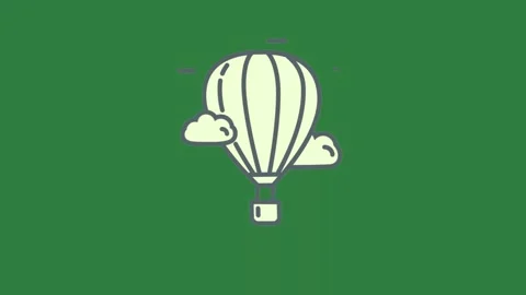 A green screen with white background and hot - air balloon on animated Video stock 335122381
