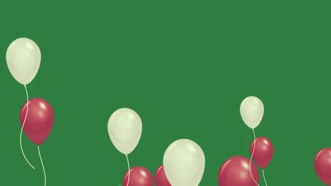 A green screen with white background and santa hat on red balloon floating Stock-Footage 335122408