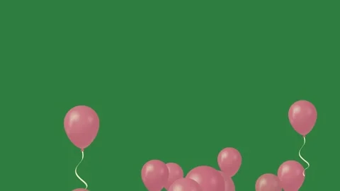 A green screen with white background and hand holding bunch of balloons on it Видео 335122409