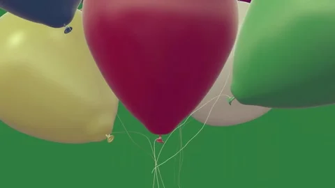 A green screen with white background and three eggs on bunch of balloons Video stock 335122414