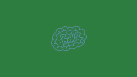 A green screen with white background and blue circle on it outline of brain Видео 335122420