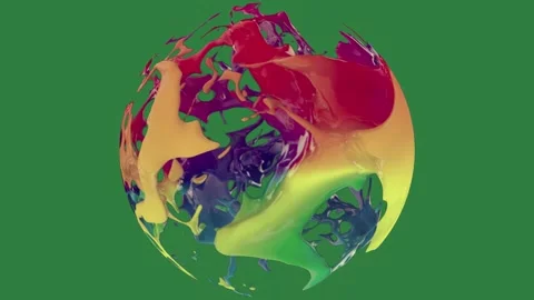 A green screen with white background and colorful paint splashs on sphere Vídeos de archivo 335129776