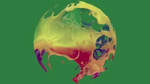 A green screen with white background and splash of paint on colorful liquid Видео 335129779