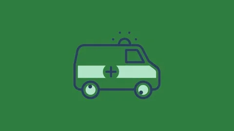 A green screen with white background and an image of ambulance van small car Video stock 335129828