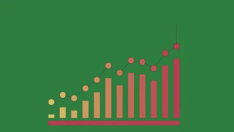 A green screen with white background and red square in the middle bar chart on Vídeo Stock 335129878