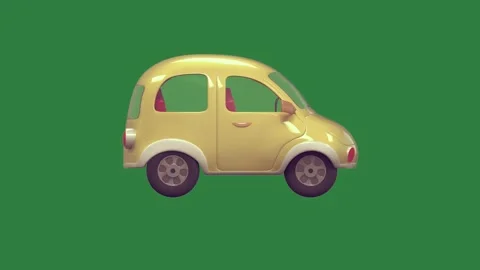 A green screen with white background and small yellow car on animated Video stock 335129946