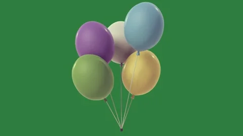 A green screen with white background and yellow ball on it bunch of balloons Видео 335129952