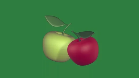 A green screen with white background and an apple on two apples animated Видео 335130433