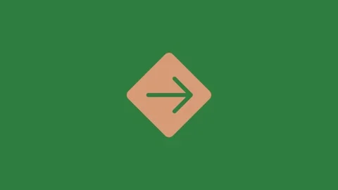 A green screen with white background and an orange diamond on it arrow symbol Video stock 335130479