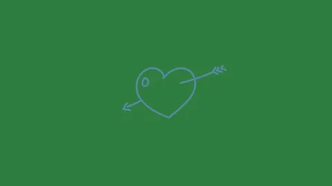 A green screen with white background and drawing of heart on an arrow drawn it Видео 335131707