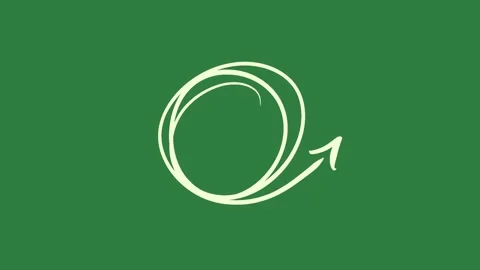 A green screen with white background and arrow on it circle the letter o Video stock 335131740