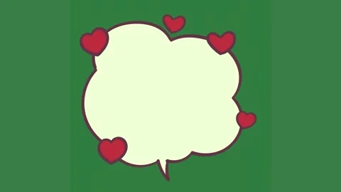 A green screen with white background and red hearts speech bubble on it Stock Footage 335701257