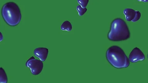 A green screen with white background and blue hearts floating on drops bunch Video stock 335937989