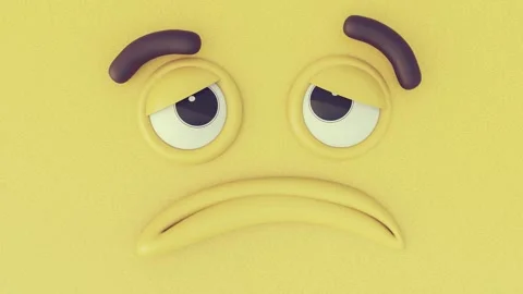 A green screen with white background and yellow sad face looking square on it Stock Footage 335937998