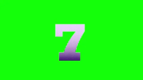 A green screen with white background and number 7 on the animated chromakey Video stock 346144364