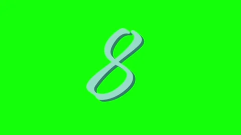 A green screen with white background and the number 8 on black animated Stock Footage 346144611