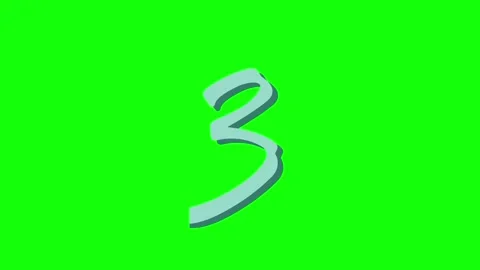 A green screen with white background and blue number 3 on black the small Stock-Footage 346144621