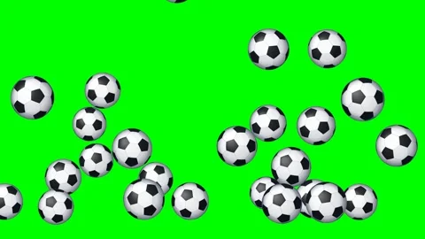 A green screen with white background and soccer ball on bunch of balls flying Stock Footage 346171231