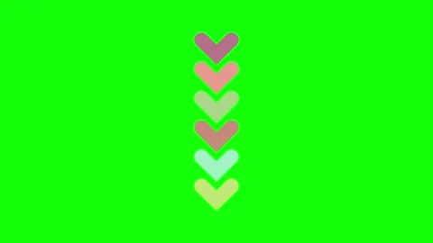 A green screen with white background and black arrow colorful hearts on it red Stock Footage 346199700