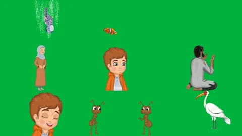Green screen white background animation muslim woman cartoon character. Stock Footage 310562755