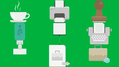 Green screen white background arrow it cup coffee printer stamper light. 스톡 동영상 310563103