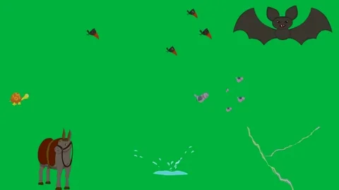Green screen white background bat cartoon character it donkey backpack. Video stock 310562923